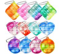 Mini Pop Fidget Toys,12Pcs Colorful Silicone Fidget Keyring Fidget Keychain Squeeze Pop Bubble Fidget Sensory Toys Stress Relief Toys Bubble Keychain