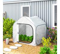 Outsunny Mini Pop Up Greenhouse w/ Reinforced PE Cover, Zipper Door, White