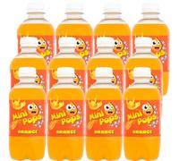 Mini Pops 330ml Sugar Free Soft Drink Bottles - Variety Flavours - Colla, Lemonade, Orange, Raspberry, Bubblegum, Dandelion & Burdock - Zic (12 x Bottles, Orange Mini Pops)