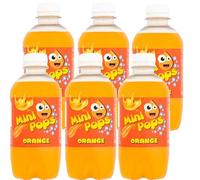 Mini Pops 330ml Sugar Free Soft Drink Bottles - Variety Flavours - Colla, Lemonade, Orange, Raspberry, Bubblegum, Dandelion & Burdock - Zic (6 x Bottles, Orange Mini Pops)