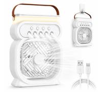 Mini Portable AC Air Conditioner, Evaporative Cooler Fan That Cools Like an AC 5-Mist, 3 Speeds, Timer, 7-Color Light, 450ml Tank Personal Hoseless Water AC Unit for Bedroom Office Car Camping(White)