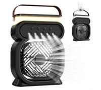 Mini Portable AC Air Conditioner, Evaporative Cooler Fan That Cools Like an AC 5-Mist, 3 Speeds, Timer, 7-Color Light, 450ml Tank Personal Hoseless Water AC Unit for Bedroom Office Car Camping(Black)