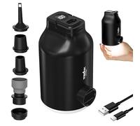 Mini Portable Air Pump for Inflatables - Compact, Rechargeable, Fast Inflation & Deflation with 5 Nozzles, LED Light, Auto Shut-Off for Air Mattresses, Air Pillows, Swimming Rings