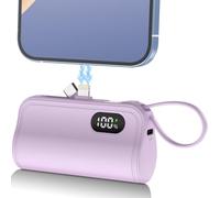 Mini Portable Charger 5000mAh Power Bank for iPhone, USB C Cell Phone Portable Power, LCD Display Battery Pack Compatible with iPhone 15/15 Pro Max/14/13/12/11/XR/8/ Samsung,Android Phones etc(PurPle)