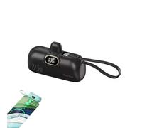 Mini Portable Charger with Built-in Cable, 22.5W High-Speed Portable Chargers, Fast Charging 5000mAh Battery Pack, Mini Charger Bank with Built-In Foldable USB-C Connector For Smartphone (Black)