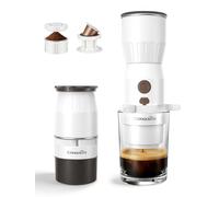 Mini Portable Coffee Maker: 160ml Travel Espresso Machine - Electric Coffee Brewer for Camping - Rechargeable Battery - 2 in 1 for Ground Coffee and NS Capsule Hiking Hotal (Not Self-heating) (WHITE)