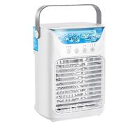 Mini Portable Cooler, Small Aircon Unit with 3 Wind Speeds & 4-Button Touch, 700Ml Water Tank & 7 Color Night Light, Leather Handle, Small Cooling Fan for Office Living Room Bedroom