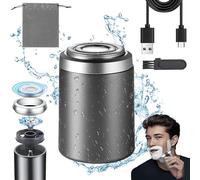 Mini Portable Electric Shaver for Men, Facial Trimmers, Type-C Rechargeable Waterproof Electric Razor with Flex Foils Close Cut, Pocket-Size Travel Beard Trimmer for Business Trip Camping (Gray)