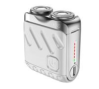 Mini Portable Electric Shaver, Mini Shavers for Men, Waterproof Mini Double Head Electric Shaver, USB Charging Mini Electric Shaver for Car, Home, Travel (Silver)