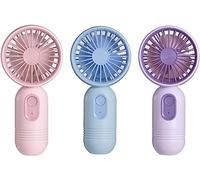 Mini Portable Fan 3 Pack, Cute Handheld Battery Operated Lightweight Small Personal Fans with 3 Speeds and USB Rechargeable Fan for Stylish Girl Kids Women Men Office Outdoor Travel Camping (B)