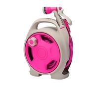 Mini Portable Garden Pipe Water Hose Reel Cart with Water Spray Gun Agricultural Garden Storage Suit Cart Car Washer Squirt Gun Easy to Install(Rose red 13 Meters)