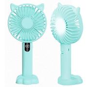 Mini Portable Hand Held Fan, Night Light Handheld USB Rechargeable Fans with 5 Speeds, Cute Cat Design Small Desktop Fans with Digital Display Screen for Home Office Bedroom Outdoor Travel (Blue)