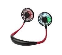 Mini Portable Hanging Neck Fan,Lazy Fan Mini Hanging Neck Lantern Fan Double Head Student Portable Sports Rechargeable Fan-Green (Black)