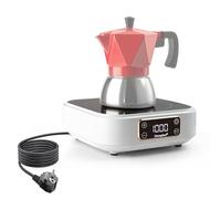 Mini Portable Induction Hob 1000W, Plug in Single Induction Cooker with 9 Power Levels, Electric for Camping, Caravan, Home, Quick Heat for Coffee, Tea, Flameless, Easy-Clean, 220~240V, White