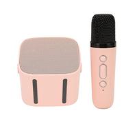 Mini Portable Karaoke Machine, Adjustable Volume Rechargeable Speaker Mic Set Sound Changing HD Stereo Long Distance for Outdoor (Pink)