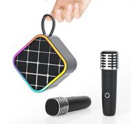 Mini Portable Karaoke Machine with 2 Wireless Mic,Home Karaoke System for Kids,Travel/Birthday Parties/Holidays,Bluetooth Speaker with Carry Handle,Ideal Halloween for Ages 3-12