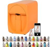 Mini Portable Nail Painting Machine, Digital Mobile Nail Art Printer, Smart Phone Control Wireless WiFi Signal, Smart 3D Nail Art Printer Orange
