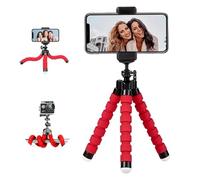Mini Portable Phone Tripod Stand with Flexible Legs，Suitable for Mobile Phone and Compact Cameras Lightweight Tripod for Desk, Outdoor Vlogging Content Creation (Red)
