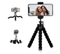 Mini Portable Phone Tripod Stand with Flexible Legs，Suitable for Mobile Phone and Compact Cameras Lightweight Tripod for Desk, Outdoor Vlogging Content Creation (Black)
