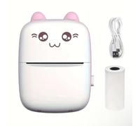 Mini Portable Photo Printer, Wireless Thermal Printer with Kawaii Design, Thermal Paper Included, USB Rechargeable, Multi-Color - Android/iOS - Bluetooth - Inkless