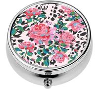 Mini Portable Pill Case Box for Purse Vitamin Medicine Metal Small Cute Travel Pill Organizer Container Holder Pocket Pharmacy Floral Seamless Made of Gorgeous Large Roses Acrylic Painting