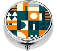 Mini Portable Pill Case Box for Purse Vitamin Medicine Metal Small Cute Travel Pill Organizer Container Holder Pocket Pharmacy Geometric Patterns Bundle