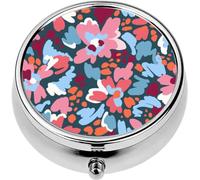 Mini Portable Pill Case Box for Purse Vitamin Medicine Metal Small Cute Travel Pill Organizer Container Holder Pocket Pharmacy Floral Seamless Geometric Abstract Flower Shapes Bright summ
