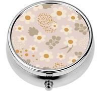 Mini Portable Pill Case Box for Purse Vitamin Medicine Metal Small Cute Travel Pill Organizer Container Holder Pocket Pharmacy Boho Daisy Tiny Scale Small Boho Floral Summer Print Earth Tone Peony