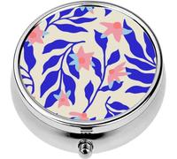Mini Portable Pill Case Box for Purse Vitamin Medicine Metal Small Cute Travel Pill Organizer Container Holder Pocket Pharmacy Leaf and Flower Layers Seamless Repeat fas