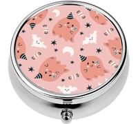 Mini Portable Pill Case Box for Purse Vitamin Medicine Metal Small Cute Travel Pill Organizer Container Holder Pocket Pharmacy Happy Halloween Cute Cartoon Ghost Creative Childish