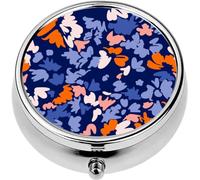 Mini Portable Pill Case Box for Purse Vitamin Medicine Metal Small Cute Travel Pill Organizer Container Holder Pocket Pharmacy Bright Floral Abstract Stylized Blooming Daisy