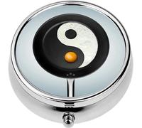 Mini Portable Pill Case Box for Purse Vitamin Medicine Metal Small Cute Travel Pill Organizer Container Holder Pocket Pharmacy Fried Egg Philosophy