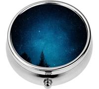 Mini Portable Pill Case Box for Purse Vitamin Medicine Metal Small Cute Travel Pill Organizer Container Holder Pocket Pharmacy Winter Wonder Starry Sky