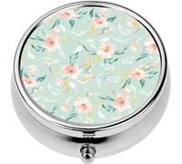 Mini Portable Pill Case Box for Purse Vitamin Medicine Metal Small Cute Travel Pill Organizer Container Holder Pocket Pharmacy Cute Feminine Watercolor Wildflowers Hand Drawn not