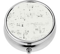 Mini Portable Pill Case Box for Purse Vitamin Medicine Metal Small Cute Travel Pill Organizer Container Holder Pocket Pharmacy Abstract Seamless on a Newspaper Theme Stock