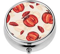 Mini Portable Pill Case Box for Purse Vitamin Medicine Metal Small Cute Travel Pill Organizer Container Holder Pocket Pharmacy Watercolor red Apple a Light Your Design Hand Drawn