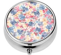 Mini Portable Pill Case Box for Purse Vitamin Medicine Metal Small Cute Travel Pill Organizer Container Holder Pocket Pharmacy Abstract Wildflowers Beautiful Whith Watercolor Flowers Floral Fabric