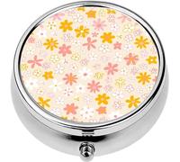 Mini Portable Pill Case Box for Purse Vitamin Medicine Metal Small Cute Travel Pill Organizer Container Holder Pocket Pharmacy Cute Flower Power Repeat