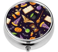 Mini Portable Pill Case Box for Purse Vitamin Medicine Metal Small Cute Travel Pill Organizer Container Holder Pocket Pharmacy Magical Symbols eps 10