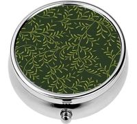 Mini Portable Pill Case Box for Purse Vitamin Medicine Metal Small Cute Travel Pill Organizer Container Holder Pocket Pharmacy Olive Tree Branches
