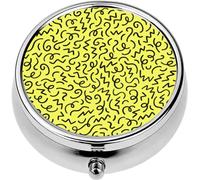 Mini Portable Pill Case Box for Purse Vitamin Medicine Metal Small Cute Travel Pill Organizer Container Holder Pocket Pharmacy Hand Drawn Abstract Confetti Seamless Pop Art Fashion Festiva