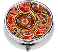 Mini Portable Pill Case Box for Purse Vitamin Medicine Metal Small Cute Travel Pill Organizer Container Holder Pocket Pharmacy Africa Triangle Geometric Patterns and