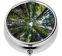 Mini Portable Pill Case Box for Purse Vitamin Medicine Metal Small Cute Travel Pill Organizer Container Holder Pocket Pharmacy Cathedral Redwoods Circle Coast Redwoods at Henry Cowell Redwoods