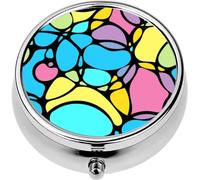 Mini Portable Pill Case Box for Purse Vitamin Medicine Metal Small Cute Travel Pill Organizer Container Holder Pocket Pharmacy Seamless with Bubbles in CMYK Colors on a Black STO