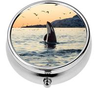 Mini Portable Pill Case Box for Purse Vitamin Medicine Metal Small Cute Travel Pill Organizer Container Holder Pocket Pharmacy Big Orca Sunset