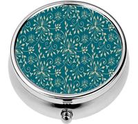 Mini Portable Pill Case Box for Purse Vitamin Medicine Metal Small Cute Travel Pill Organizer Container Holder Pocket Pharmacy Floral Arabian Style Arabesque Eastern Ethnic Ornament Elegant
