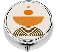 Mini Portable Pill Case Box for Purse Vitamin Medicine Metal Small Cute Travel Pill Organizer Container Holder Pocket Pharmacy Burnt Orange Sun Print Boho Minimalist Printable Wall Art