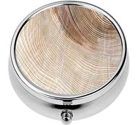 Mini Portable Pill Case Box for Purse Vitamin Medicine Metal Small Cute Travel Pill Organizer Container Holder Pocket Pharmacy Age a Tree Shown by Growth Rings