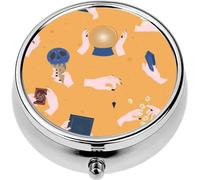 Mini Portable Pill Case Box for Purse Vitamin Medicine Metal Small Cute Travel Pill Organizer Container Holder Pocket Pharmacy Crystal Ball Skull Crystal Spooky ice Cream Tarot Card Runes Book