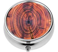 Mini Portable Pill Case Box for Purse Vitamin Medicine Metal Small Cute Travel Pill Organizer Container Holder Pocket Pharmacy Cross Section a Cherry Tree Stump Annual Growth Rings Full Frame The
